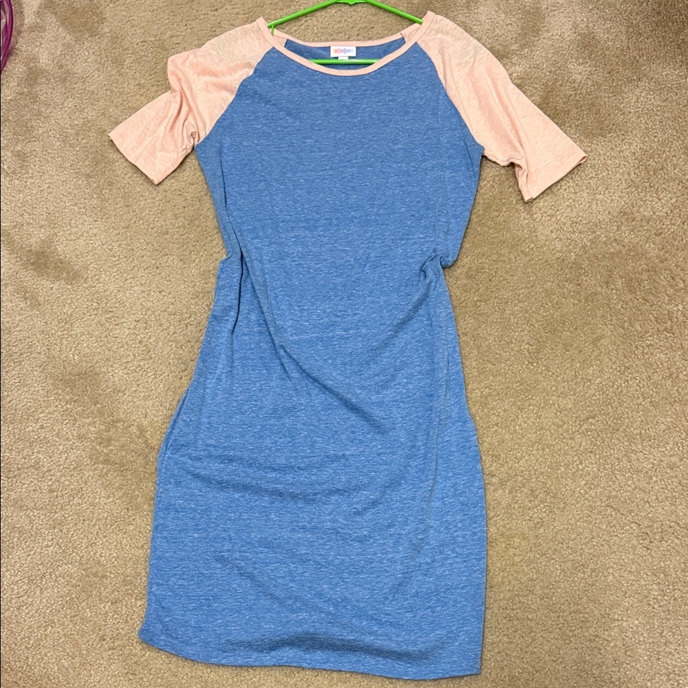 Blue and Pink Raglan Sleeve Dress